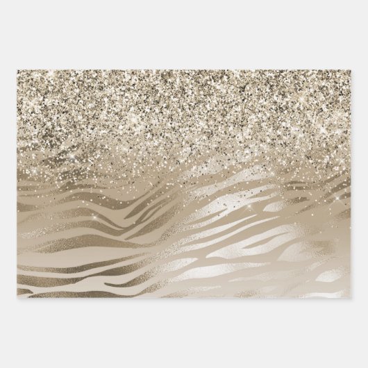 Gold Zebra Print Ombre Geschenkpapier Set (Vorderseite 3)