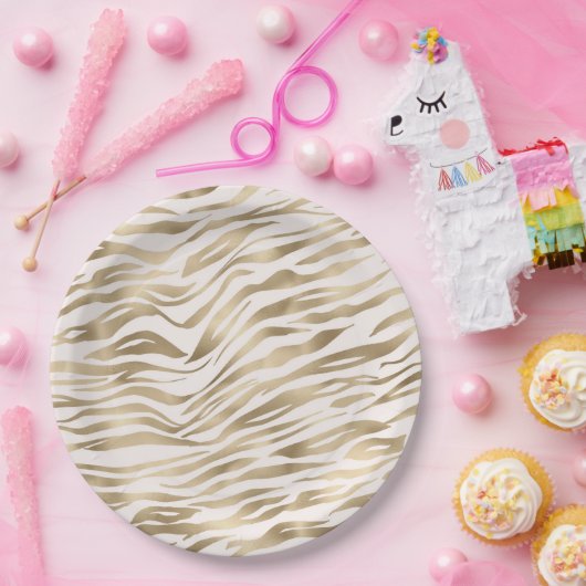 Gold Zebra Print Pappteller (Party)