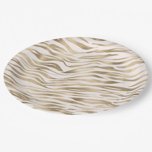 Gold Zebra Print Pappteller (Schrägansicht)