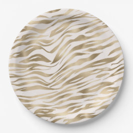 Gold Zebra Print Pappteller