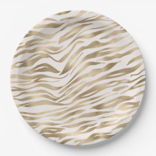 Gold Zebra Print Pappteller