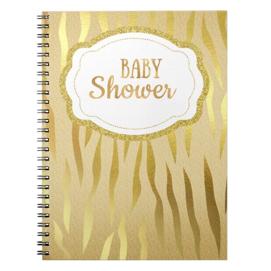 Gold Zebra Print Sparkle Baby ShowNotebook Notizblock (Vorderseite)