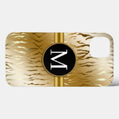 Gold Zebra Streifen mit Monogram iPhone 13 Fall Case-Mate iPhone Hülle (Rückseite (Horizontal))
