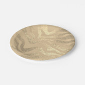 Gold zebrastreifen Tierdruck metallisches Aussehen Pappteller (Schrägansicht)
