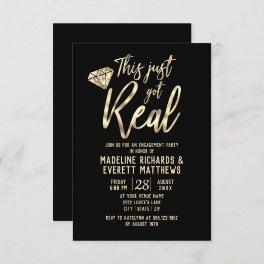 Gold zeigen, dass diese gerade Got, echte Engageme Einladung (Vorne/Hinten)