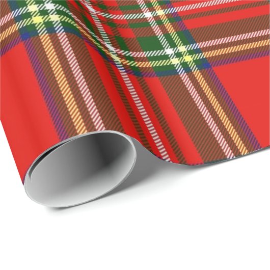 GOLD ZELLTIKHERZ, RUBY, ROT GRÜNE SCOTTISH TARTAN GESCHENKPAPIER (Rolleneckpunkt)