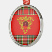 GOLD ZELLTIKHERZ, RUBY, ROT GRÜNE SCOTTISH TARTAN ORNAMENT AUS METALL (Links)