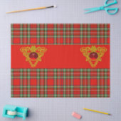GOLD ZELLTIKHERZ, RUBY, ROT GRÜNE SCOTTISH TARTAN SEIDENPAPIER (Basteln)