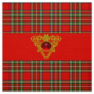 GOLD ZELLTIKHERZ, RUBY, ROT GRÜNE SCOTTISH TARTAN STOFF