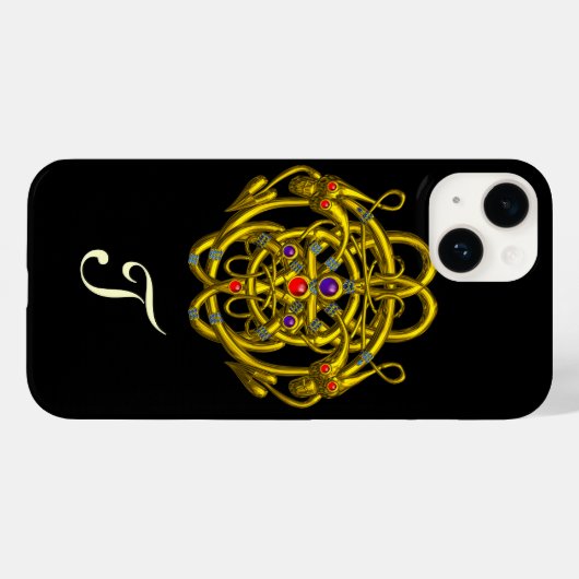 GOLD ZELLTIKKNOTEN MIT ZWEI DRAGONEN schwarz Case-Mate iPhone Hülle (Rückseite (Horizontal))