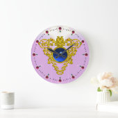 GOLD ZELLTISCH MIT BLUE SAPPHIRE, schwarz Große Wanduhr (Zuhause)