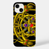 GOLD ZELLTISCHE KNOTEN, ZWEI DRAGONEN UND GEMSTONS Case-Mate iPhone HÜLLE (Rückseite)