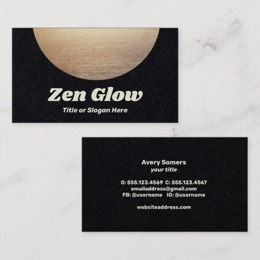 Gold Zen Circle Black Visitenkarte (Vorne/Hinten)