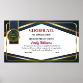 Gold-Zertifikat für die Wertsteigerung nach Kunden Poster (Vorne)