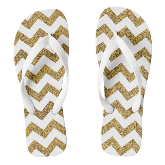 Gold Zickzack Badesandalen (Fußbett)