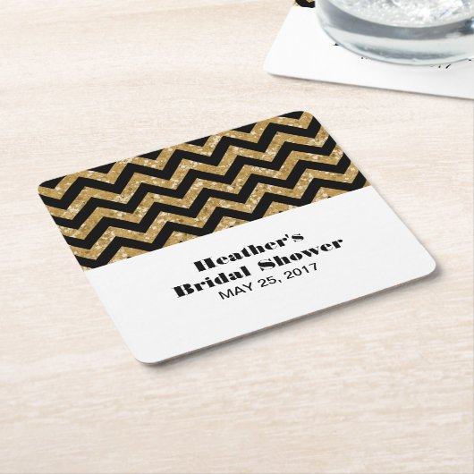 Gold Zickzack Glitzer Brautparty Untersetzer (angewinkelt)