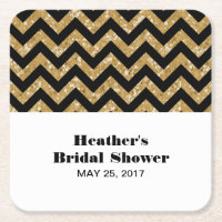 Gold Zickzack Glitzer Brautparty Untersetzer