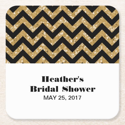 Gold Zickzack Glitzer Brautparty Untersetzer (Vorderseite)