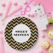 Gold Zickzack Glitzer Sweet 16 Paper Teller (Party)