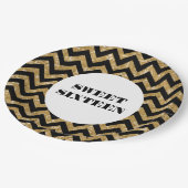 Gold Zickzack Glitzer Sweet 16 Paper Teller (Schrägansicht)