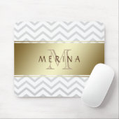 Gold Zickzack Grau Muster Monogram personalisieren Mousepad (Mit Mouse)