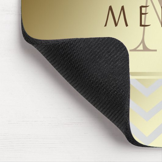 Gold Zickzack Grau Muster Monogram personalisieren Mousepad (Ecke)
