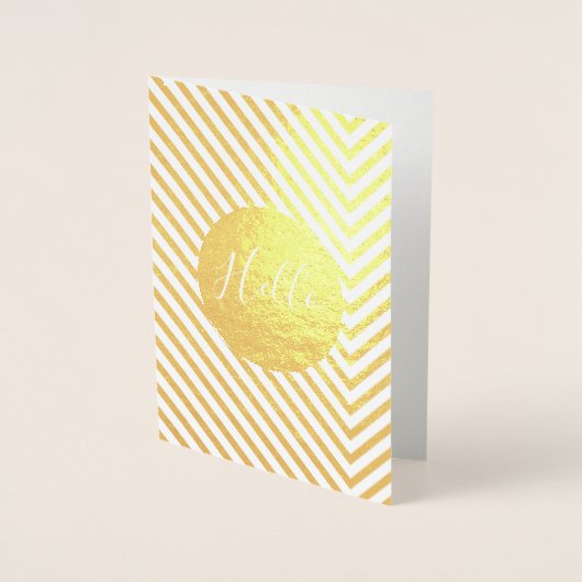 Gold Zickzack Hello Folienkarte (Vorderseite)