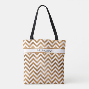Gold Zickzack Muster Personalisiert Tote Bag ✨ Tasche