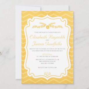 Gold Zickzack Streifen Hochzeitsempfang Einladung