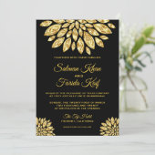 Gold-Ziermetalle-Blume Einladung zur Hochzeit (Stehend Vorderseite)