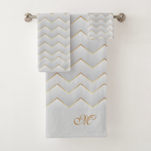 Gold Zig Zag Zickzack Badhandtuch Set