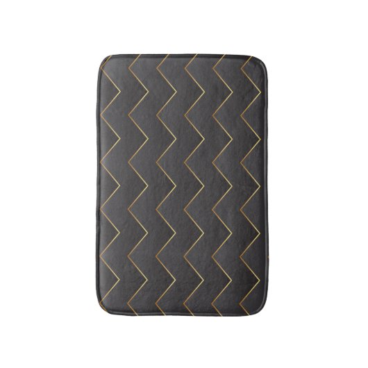 Gold Zig Zag Zickzack Muster Badematte (Vorderseite Vertikal)