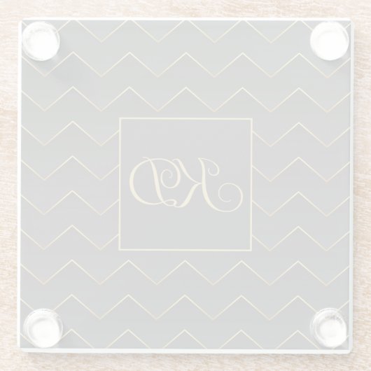 Gold Zig Zag Zickzack Muster Glasuntersetzer (Rückseite)