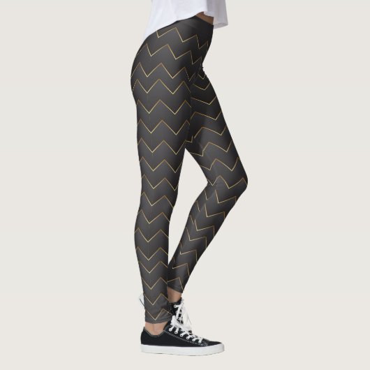 Gold Zig Zag Zickzack Muster Leggings (Rechts)