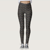 Gold Zig Zag Zickzack Muster Leggings (Vorderseite)