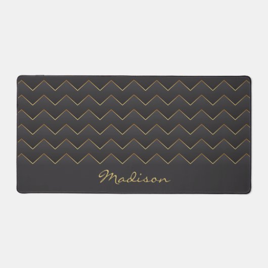 Gold Zig Zag Zickzack Muster Schreibtischunterlage (Vorderseite)