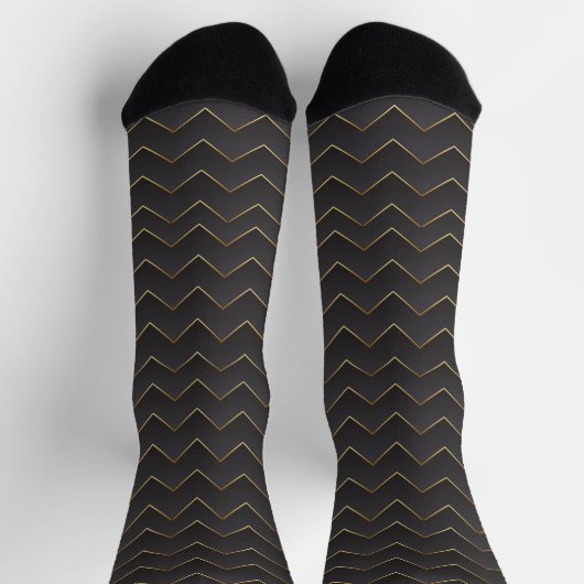 Gold Zig Zag Zickzack Muster Socken (Oben)