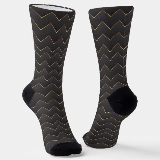 Gold Zig Zag Zickzack Muster Socken (Gewinkelt)