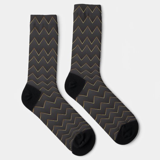 Gold Zig Zag Zickzack Muster Socken (Rechts)