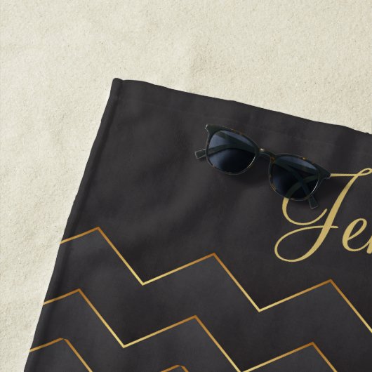 Gold Zig Zag Zickzack Muster Strandtuch (Beispiel)