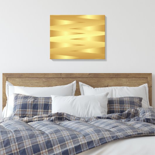 Gold Zig Zag Zuhause - Abstraktes Dekorbild Leinwanddruck (Insitu (Schlafzimmer))