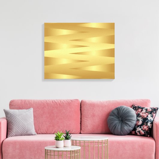 Gold Zig Zag Zuhause - Abstraktes Dekorbild Leinwanddruck (Insitu (Wohnzimmer))