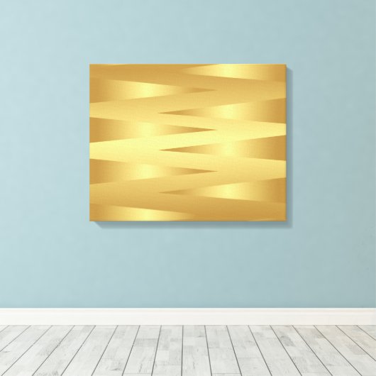 Gold Zig Zag Zuhause - Abstraktes Dekorbild Leinwanddruck (Insitu (Holzboden))