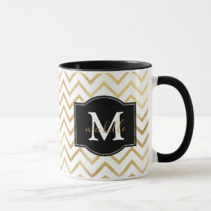 Gold Zig Zags Monogram Personalisiert Tasse