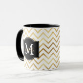Gold Zig Zags Monogram Personalisiert Tasse (Vorderseite Links)