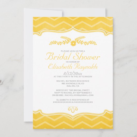 Gold Zigzag Bridal Dusche Einladungen (Vorderseite)
