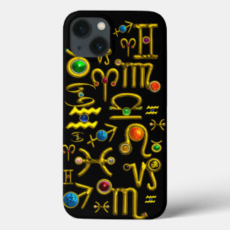 GOLD ZODIAC BIRTHDAY JEWELS,GEMSTONES,ASTROLOGIE iPhone 13 HÜLLE