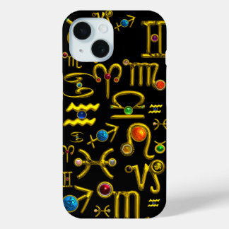 GOLD ZODIAC BIRTHDAY JEWELS,GEMSTONES,ASTROLOGIE iPhone 15 HÜLLE