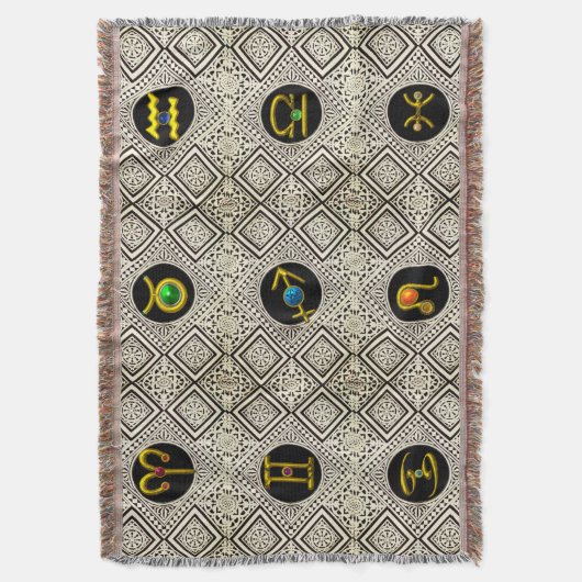 GOLD ZODIAC BIRTHDAY JEWELS,GEMSTONES,ASTROLOGIE DECKE (Vorderseite Vertikal)