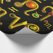 GOLD ZODIAC BIRTHDAY JEWELS,GEMSTONES,ASTROLOGIE GESCHENKPAPIER (Ecke)